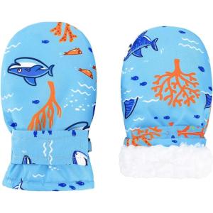 imageAmerican Trends Lined Fleece Toddler Mittens Kids Winter Ski Gloves Waterproof Snow Baby Mitten for Boys GirlsToddler Coral