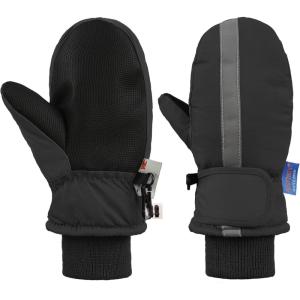 imageAmerican Trends Toddler Mittens Snow Boys Waterproof Gloves Kids Ski Winter Gloves for Girls Infant Baby MittensBlack With Light Reflection Strip