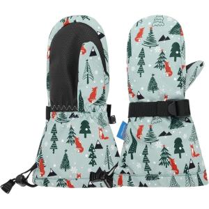 imageAmerican Trends Toddler Mittens Snow Boys Waterproof Gloves Kids Ski Winter Gloves for Girls Infant Baby MittensGreen Foxwith Thumb