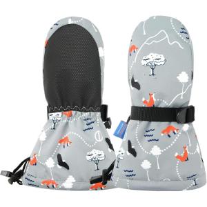imageAmerican Trends Toddler Mittens Snow Boys Waterproof Gloves Kids Ski Winter Gloves for Girls Infant Baby MittensGrey Eagleno Thumb