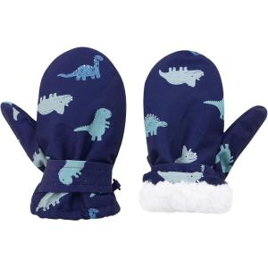 imageAmerican Trends Toddler Mittens Warm Kids Lined Fleece Gloves Winter Ski Gloves Snow Waterproof Mittens for Baby Boys GirlsBlue Dinosaur