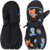 imageAmerican Trends Toddler Winter Mittens Waterproof Boy Ski Gloves Warm Fleece Snow Mitten for Baby Boy Girl Cold WeatherZ Long Cuff Black