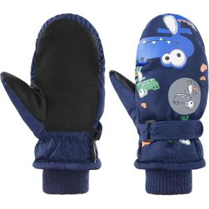 imageAmerican Trends Toddler Winter Mittens Waterproof Boy Ski Gloves Warm Fleece Snow Mitten for Baby Boy Girl Cold WeatherA Navy Green