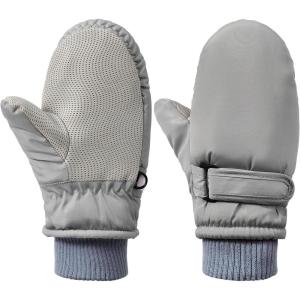 imageAmerican Trends Toddler Winter Mittens Waterproof Boy Ski Gloves Warm Fleece Snow Mitten for Baby Boy Girl Cold WeatherPure Grey
