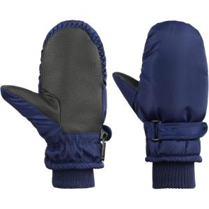 imageAmerican Trends Toddler Winter Mittens Waterproof Boy Ski Gloves Warm Fleece Snow Mitten for Baby Boy Girl Cold WeatherPure Navy
