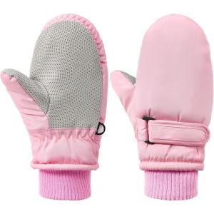 imageAmerican Trends Toddler Winter Mittens Waterproof Boy Ski Gloves Warm Fleece Snow Mitten for Baby Boy Girl Cold WeatherPure Pink