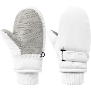 imageAmerican Trends Toddler Winter Mittens Waterproof Boy Ski Gloves Warm Fleece Snow Mitten for Baby Boy Girl Cold WeatherPure White