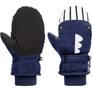 imageAmerican Trends Toddler Winter Mittens Waterproof Boy Ski Gloves Warm Fleece Snow Mitten for Baby Boy Girl Cold WeatherWhale Navy