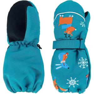 imageAmerican Trends Toddler Winter Mittens Waterproof Boy Ski Gloves Warm Fleece Snow Mitten for Baby Boy Girl Cold WeatherZ Long Cuff Lake Blue