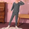 imageThermal Underwear for Kids Toddler Winter Base Layer Long Johns Sets for Girls BoysBlack White Stripes