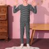 imageThermal Underwear for Kids Toddler Winter Base Layer Long Johns Sets for Girls BoysBlack White Stripes
