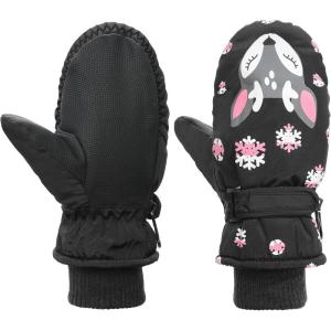 imageAmerican Trends Toddler Mittens Winter Snow Glove Waterproof Mitten Warm Fleece Kid Ski Gloves for Boys GirlsBlack Fox