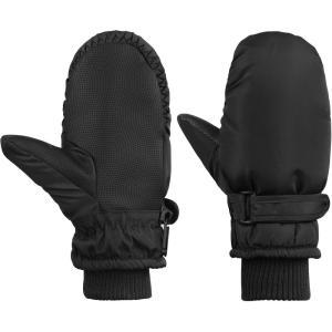 imageAmerican Trends Toddler Mittens Winter Snow Glove Waterproof Mitten Warm Fleece Kid Ski Gloves for Boys GirlsPure Black