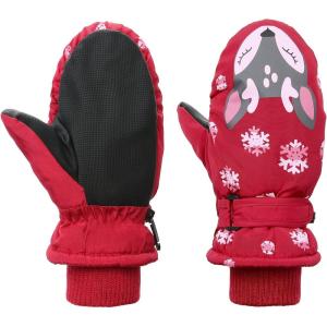imageAmerican Trends Toddler Mittens Winter Snow Glove Waterproof Mitten Warm Fleece Kid Ski Gloves for Boys GirlsRed Fox
