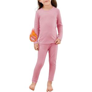 imageThermal Underwear for Kids Toddler Winter Base Layer Long Johns Sets for Girls BoysA Dark Pink