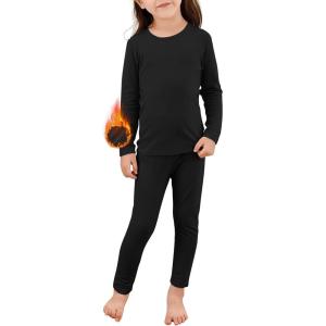imageThermal Underwear for Kids Toddler Winter Base Layer Long Johns Sets for Girls BoysBlack