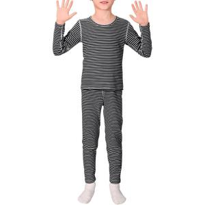 imageThermal Underwear for Kids Toddler Winter Base Layer Long Johns Sets for Girls BoysBlack White Stripes