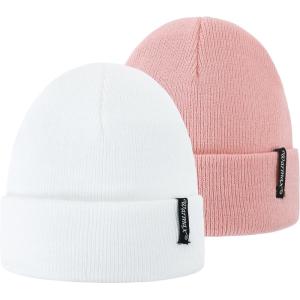 imageAmerican Trends Baby Beanie Hat for Toddler Kids Beanies Infant Baby Boys Girls Knit Winter Hats2 Pack White Pink