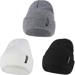 imageAmerican Trends Baby Beanie Hat for Toddler Kids Beanies Infant Baby Boys Girls Knit Winter Hats3 Pack White Black Gray