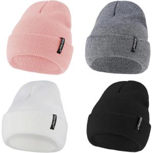 imageAmerican Trends Baby Beanie Hat for Toddler Kids Beanies Infant Baby Boys Girls Knit Winter Hats4 Pack Pink Gray White Black