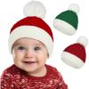 imageAmerican Trends Christmas Santa Hat for Children Xmas Kids Knit Hat Soft Warm Baby Beanie for Baby Toddler InfantWhitegreenred