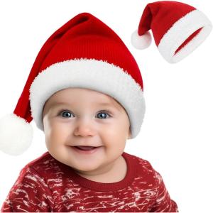 imageAmerican Trends Baby Santa Hat Baby Christmas Hat Toddler Infant Newborn Santa Hats Baby Beanie Winter Hat for ChristmasRed