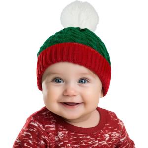 imageAmerican Trends Christmas Santa Hat for Children Xmas Kids Knit Hat Soft Warm Baby Beanie for Baby Toddler InfantRedgreen