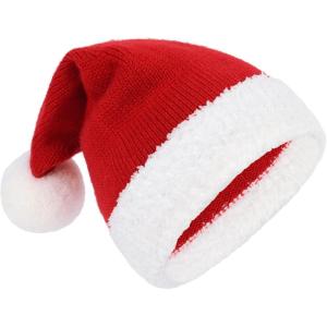imageAmerican Trends Plush Santa Hat for Kids Unisex Red Velvet Santa Claus Hat for XmasRed
