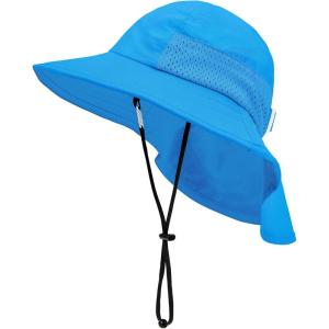 imageBaby Sun Hat Infant Toddler Kids Summer UPF 50 Protection Caps for Girls Boys Wide Brim Baby Beach Hats with Neck FlapBlue