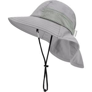 imageBaby Sun Hat Infant Toddler Kids Summer UPF 50 Protection Caps for Girls Boys Wide Brim Baby Beach Hats with Neck FlapGrey