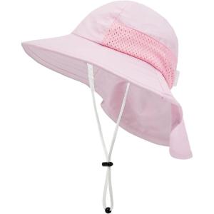 imageBaby Sun Hat Infant Toddler Kids Summer UPF 50 Protection Caps for Girls Boys Wide Brim Baby Beach Hats with Neck FlapPink