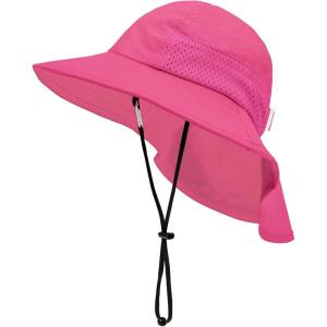 imageBaby Sun Hat Infant Toddler Kids Summer UPF 50 Protection Caps for Girls Boys Wide Brim Baby Beach Hats with Neck FlapRose Red