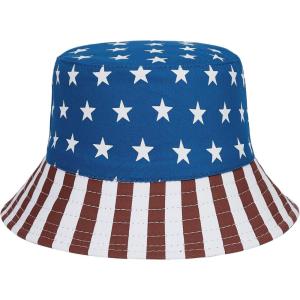 imageKids Bucket Hats Summer Sun Protection Beach Cap Cotton Unisex Kids Sun Hat Outdoor Visor Cap for Boys GirlsAmerican Flag