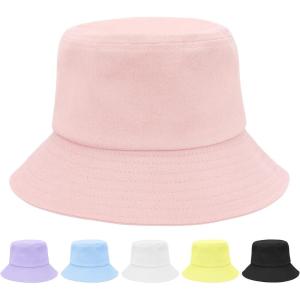 imageKids Bucket Hats Summer Sun Protection Beach Cap Cotton Unisex Kids Sun Hat Outdoor Visor Cap for Boys GirlsPink