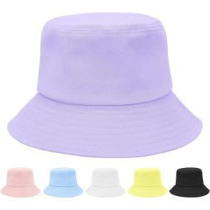 imageKids Bucket Hats Summer Sun Protection Beach Cap Cotton Unisex Kids Sun Hat Outdoor Visor Cap for Boys GirlsPurple