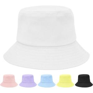 imageKids Bucket Hats Summer Sun Protection Beach Cap Cotton Unisex Kids Sun Hat Outdoor Visor Cap for Boys GirlsWhite