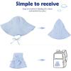 imageBaby Sun Hat Toddler Baby Girl Hats UPF 50 Summer Kids Beach Wide Brim Bucket CapsBlue Stripes