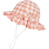 imageBaby Sun Hat Toddler Baby Girl Hats UPF 50 Summer Kids Beach Wide Brim Bucket CapsPink Grid