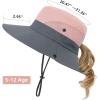 imageKids Sun Hat with Ponytail Hole UV Protection Wide Brim Summer Beach Bucket Cap Fishing Hat for GirlsMixed Pink