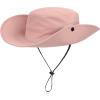 imageKids Sun Hat with Ponytail Hole UV Protection Wide Brim Summer Beach Bucket Cap Fishing Hat for GirlsPure Pink