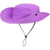 imageKids Sun Hat with Ponytail Hole UV Protection Wide Brim Summer Beach Bucket Cap Fishing Hat for GirlsPure Purple