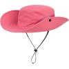 imageKids Sun Hat with Ponytail Hole UV Protection Wide Brim Summer Beach Bucket Cap Fishing Hat for GirlsPure Watermelon Red
