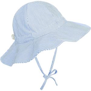 imageBaby Sun Hat Toddler Baby Girl Hats UPF 50 Summer Kids Beach Wide Brim Bucket CapsBlue Stripes