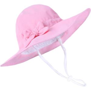 imageBaby Sun Hat Toddler Baby Girl Hats UPF 50 Summer Kids Beach Wide Brim Bucket CapsF Pink