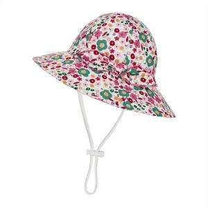imageBaby Sun Hat Toddler Baby Girl Hats UPF 50 Summer Kids Beach Wide Brim Bucket CapsPink Floral