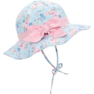 imageBaby Sun Hat Toddler Baby Girl Hats UPF 50 Summer Kids Beach Wide Brim Bucket CapsPowder Blue Bow