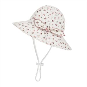 imageBaby Sun Hat Toddler Baby Girl Hats UPF 50 Summer Kids Beach Wide Brim Bucket CapsWhite Floral