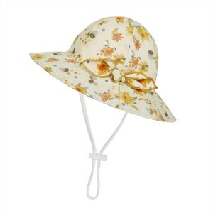 imageBaby Sun Hat Toddler Baby Girl Hats UPF 50 Summer Kids Beach Wide Brim Bucket CapsYellow Floral