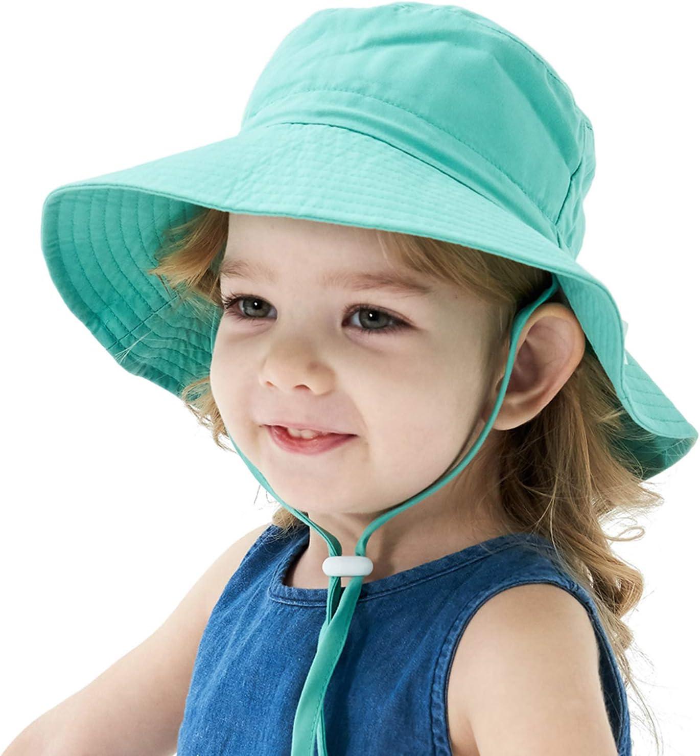 imageBaby Sun Hat Adjustable Cap Toddler Beach Summer Hats UPF 50 for Baby Girl BoyBluish Green
