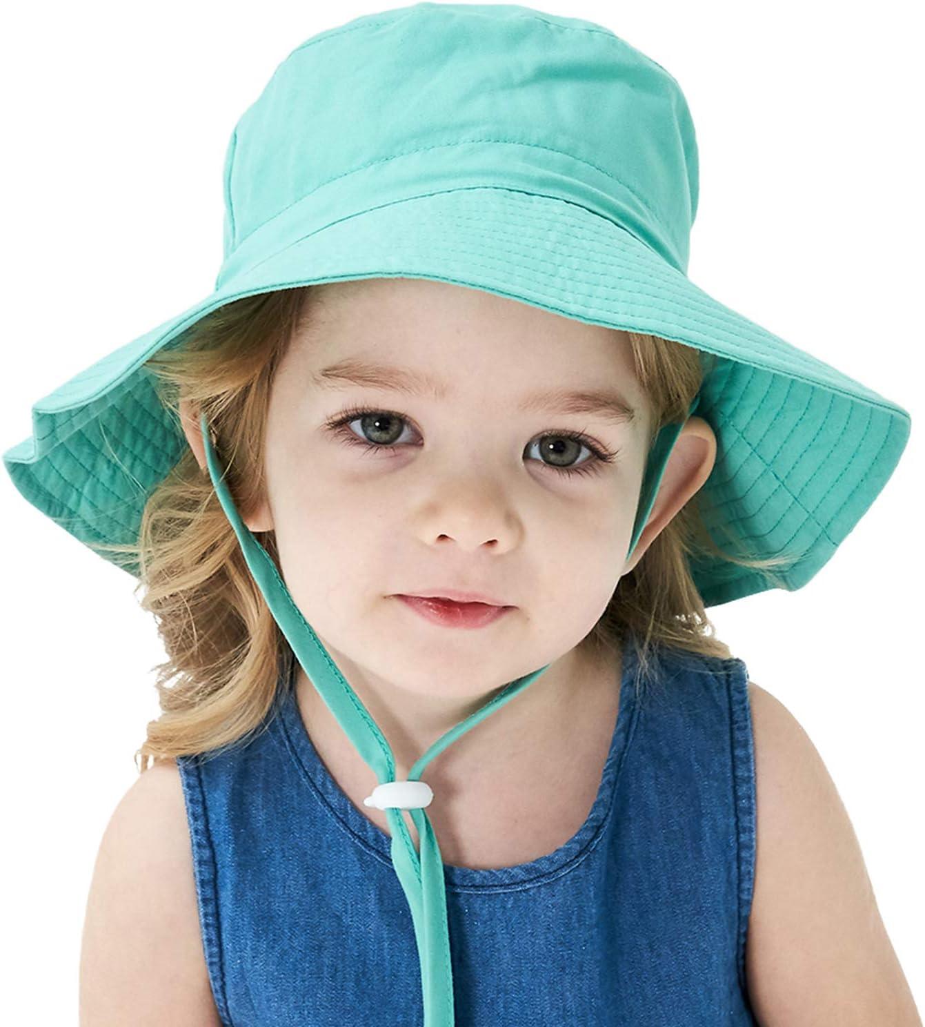imageBaby Sun Hat Adjustable Cap Toddler Beach Summer Hats UPF 50 for Baby Girl BoyBluish Green